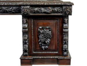 19th Century Carved Gothic Revival Oak Mirrored Buffet Sideboard — thumbnail 9