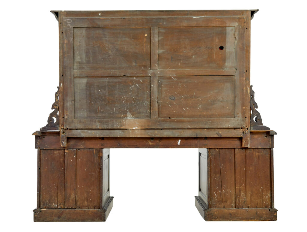 19th Century Carved Gothic Revival Oak Mirrored Buffet Sideboard — image 6