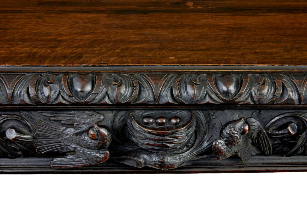 19th Century Carved Gothic Revival Oak Mirrored Buffet Sideboard — image 2