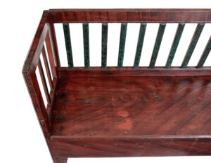 Mid 19th Century Rustic Swedish Hand Painted Pine Bench — thumbnail 7