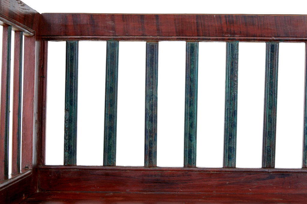 Mid 19th Century Rustic Swedish Hand Painted Pine Bench — image 6