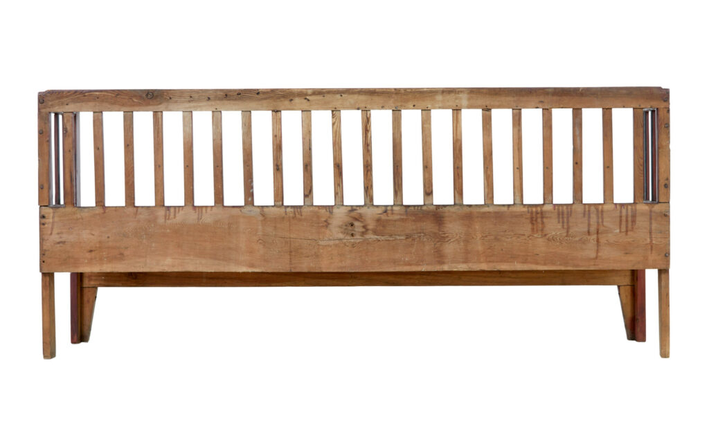 Mid 19th Century Rustic Swedish Hand Painted Pine Bench — image 5