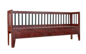 Mid 19th Century Rustic Swedish Hand Painted Pine Bench — thumbnail 2
