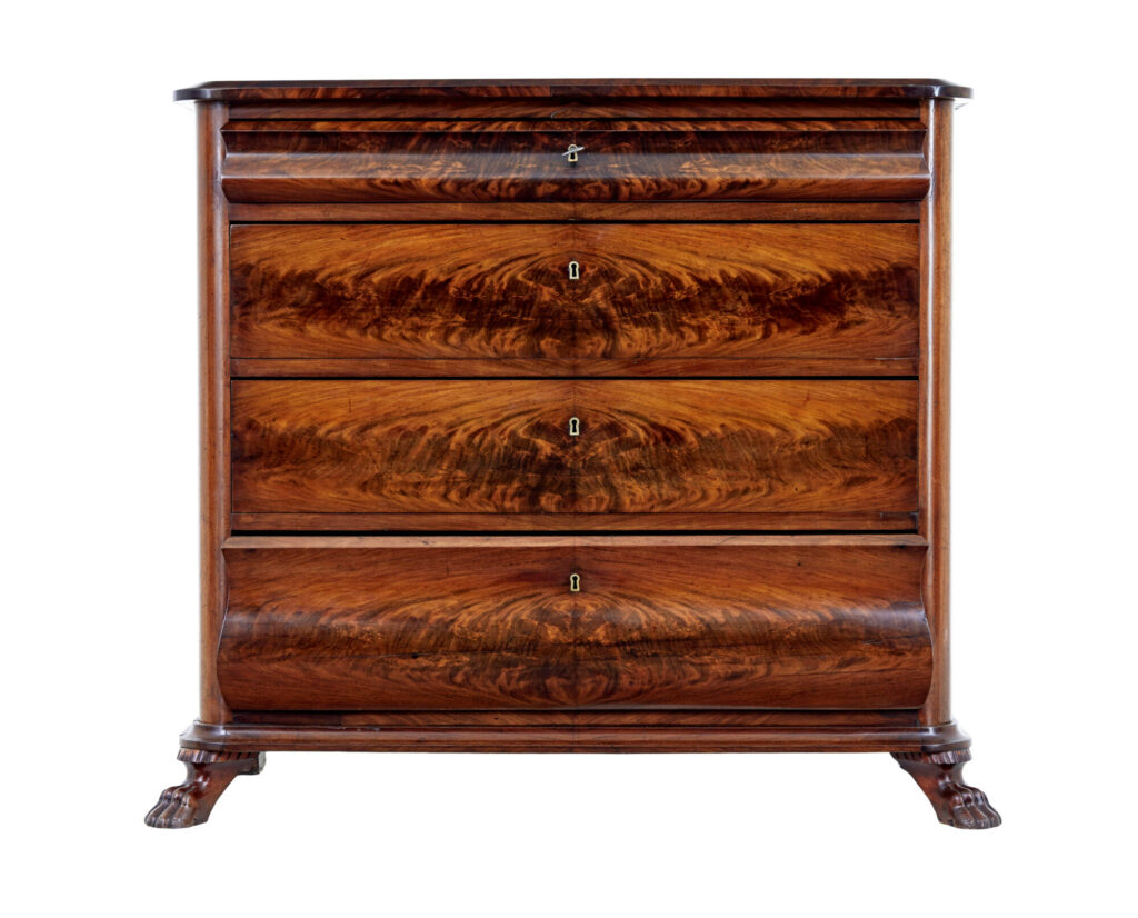 Danish Mid 19th Century Flame Mahogany Chest of Drawers — image 6