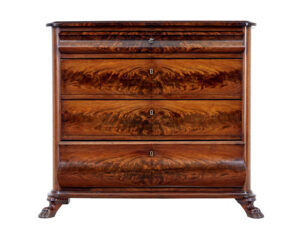 Danish Mid 19th Century Flame Mahogany Chest of Drawers — thumbnail 6