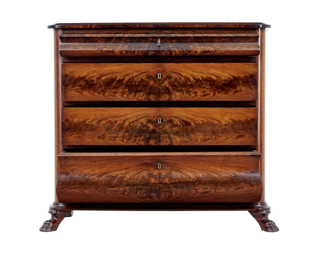Danish Mid 19th Century Flame Mahogany Chest of Drawers — image 5