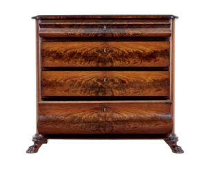 Danish Mid 19th Century Flame Mahogany Chest of Drawers — thumbnail 5