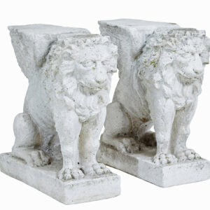 PAIR OF EARLY 20TH CENTURY STONE GARDEN LION PEDESTALS