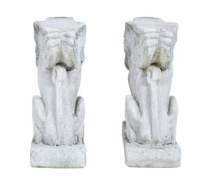 Pair of Early 20th Century Stone Garden Lion Pedestals — thumbnail 7