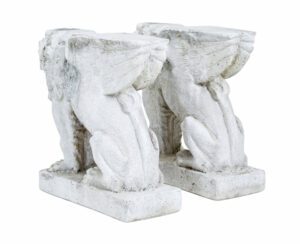 Pair of Early 20th Century Stone Garden Lion Pedestals — thumbnail 6
