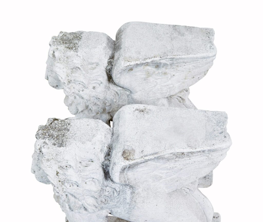 Pair of Early 20th Century Stone Garden Lion Pedestals — image 4