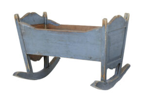 MID 19TH CENTURY SWEDISH PAINTED PINE ROCKING CRADLE