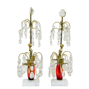 Pair of Mid 20th Century Cut Glass and Marble Candelabra — thumbnail 4