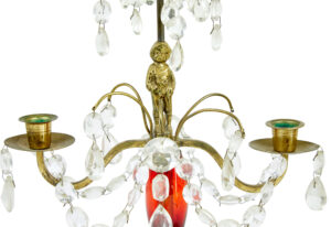 Pair of Mid 20th Century Cut Glass and Marble Candelabra — thumbnail 3