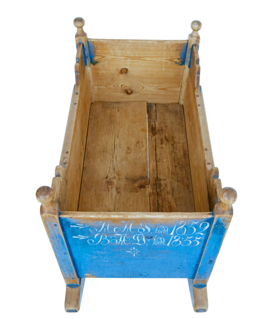 Mid 19th Century Traditional Swedish Painted Pine Cradle — image 2