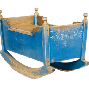 MID 19TH CENTURY TRADITIONAL SWEDISH PAINTED PINE CRADLE