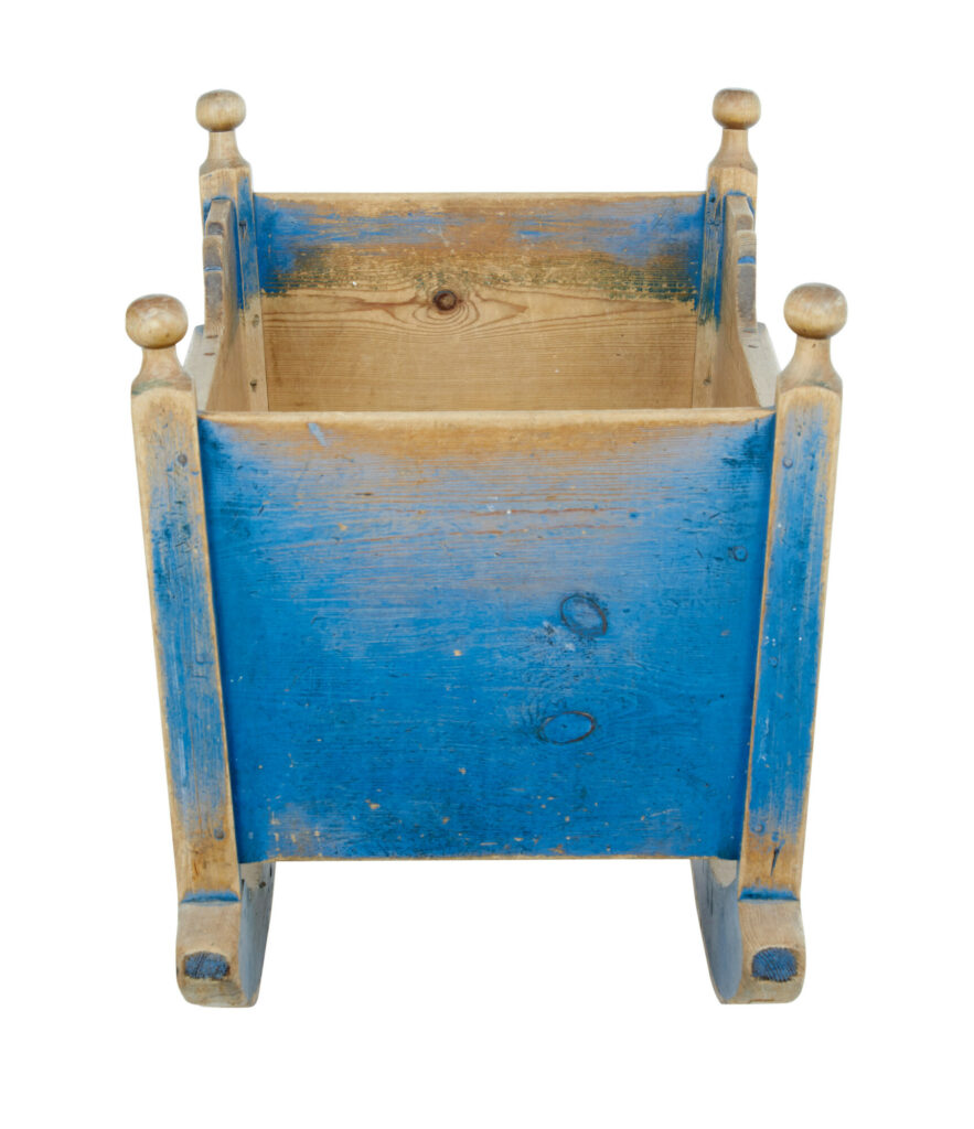 Mid 19th Century Traditional Swedish Painted Pine Cradle — image 4