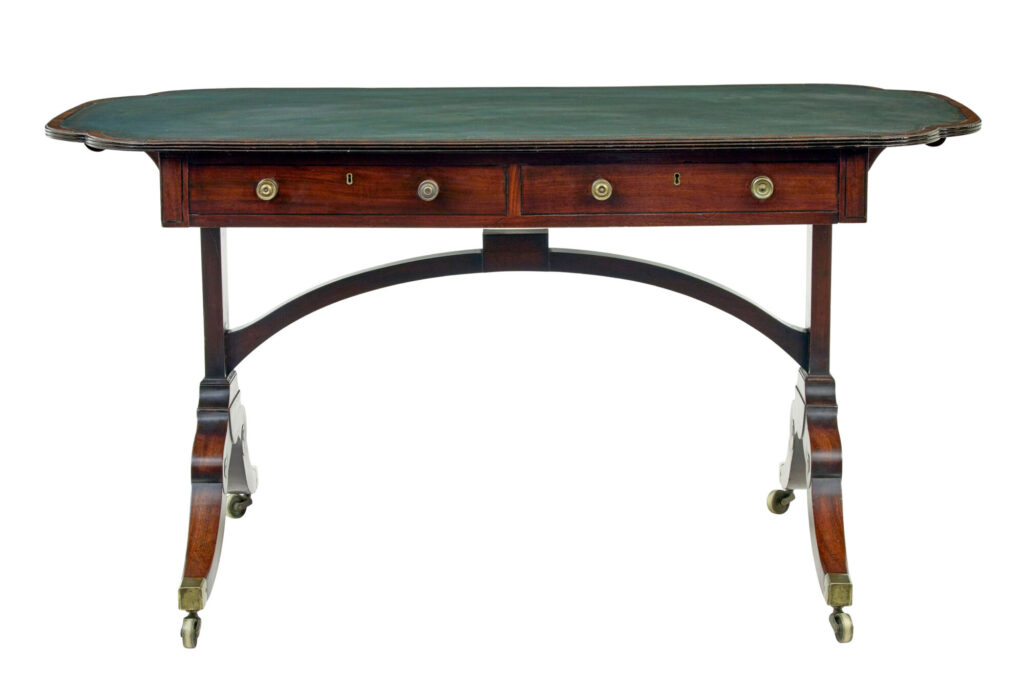 19th Century Early Victorian Leather Top Writing Table — image 6