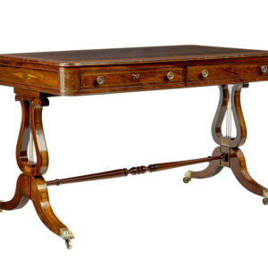 19TH CENTURY REGENCY BRASS INLAID WRITING DESK