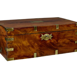 MID 19TH CENTURY MAHOGANY BRASS BOUND CAMPAIGN WRITING SLOPE