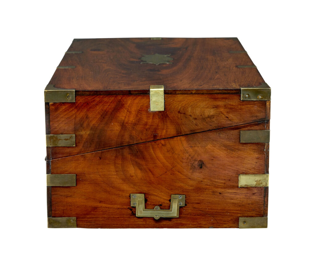 Mid 19th Century Mahogany Brass Bound Campaign Writing Slope — image 10