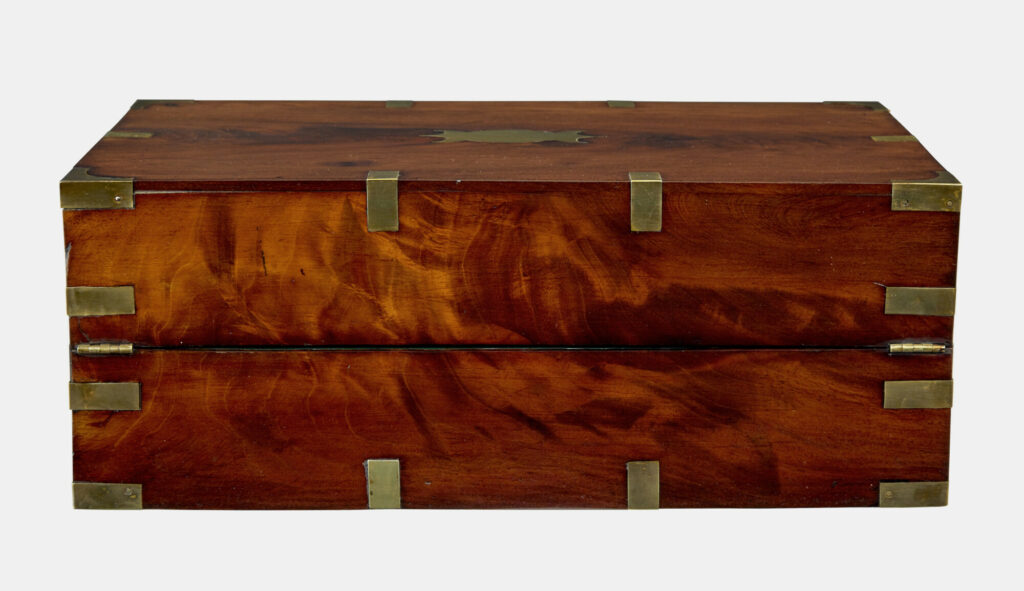 Mid 19th Century Mahogany Brass Bound Campaign Writing Slope — image 9