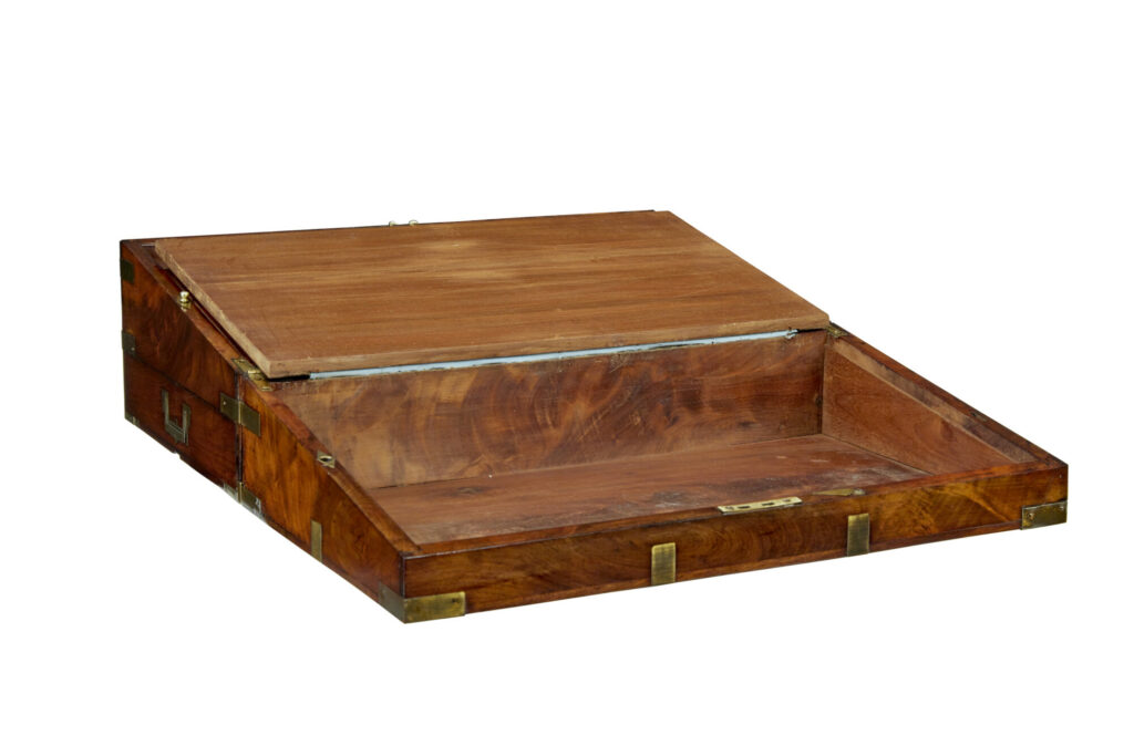 Mid 19th Century Mahogany Brass Bound Campaign Writing Slope — image 6