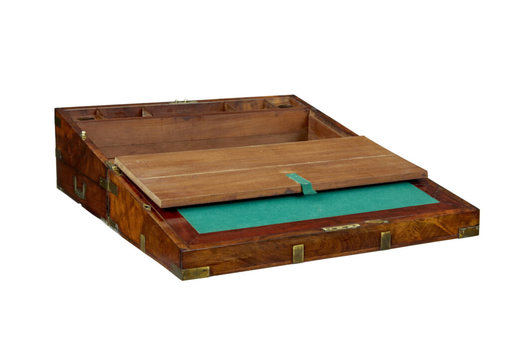 Mid 19th Century Mahogany Brass Bound Campaign Writing Slope — image 5