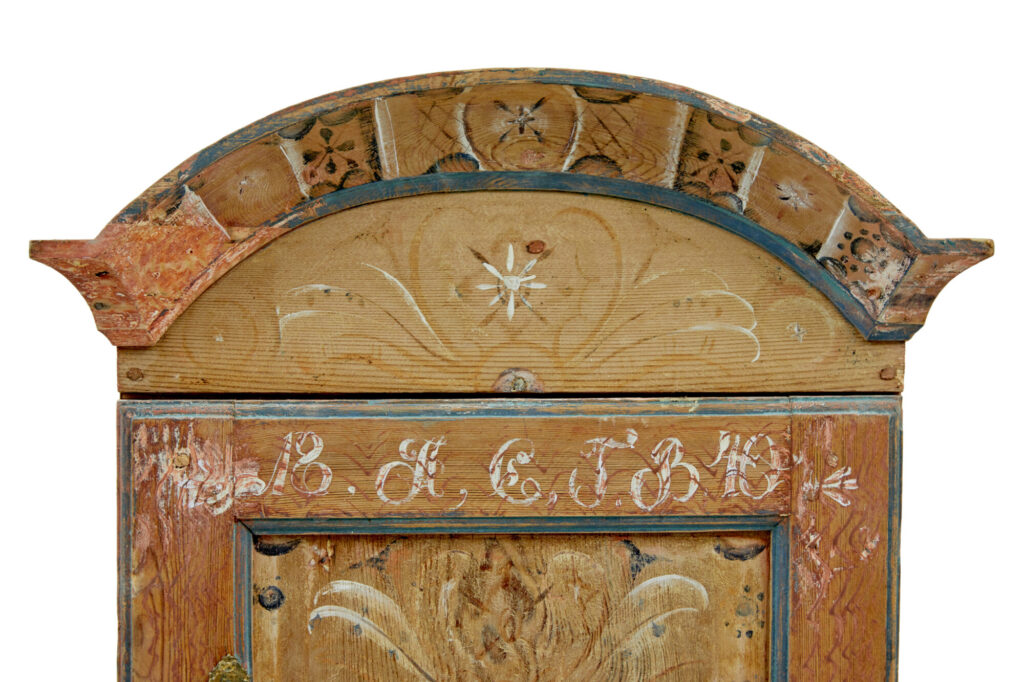 Original Hand Painted Swedish Pine Wall Cabinet — image 9