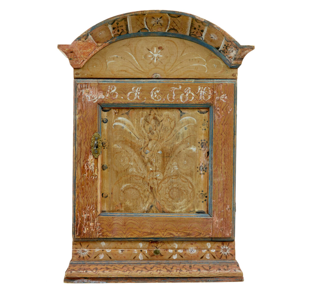 Original Hand Painted Swedish Pine Wall Cabinet — image 6