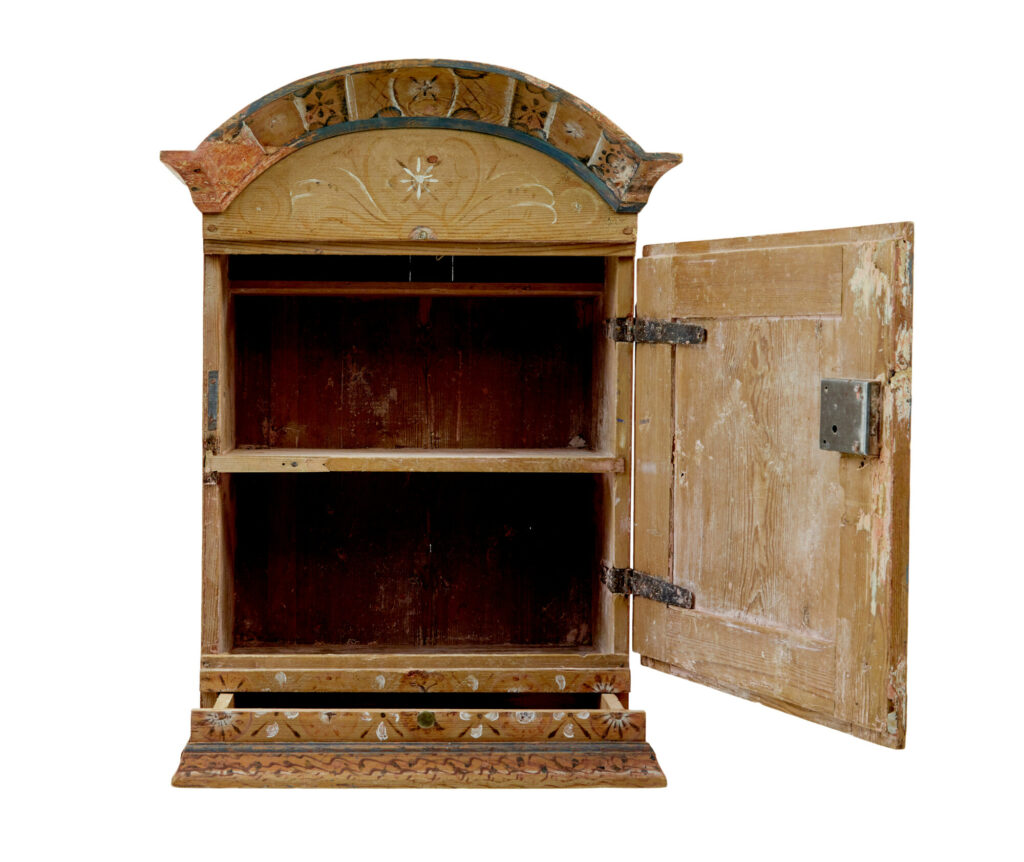 Original Hand Painted Swedish Pine Wall Cabinet — image 5