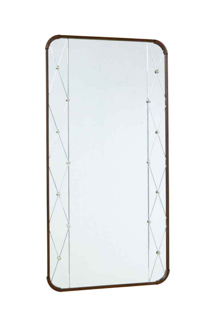 Mid Century Shaped Teak Frame Swedish Harlequin Mirror — image 5