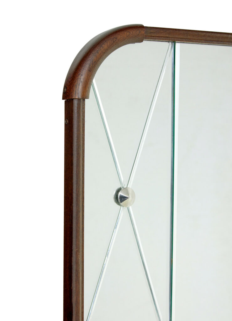 Mid Century Shaped Teak Frame Swedish Harlequin Mirror — image 4