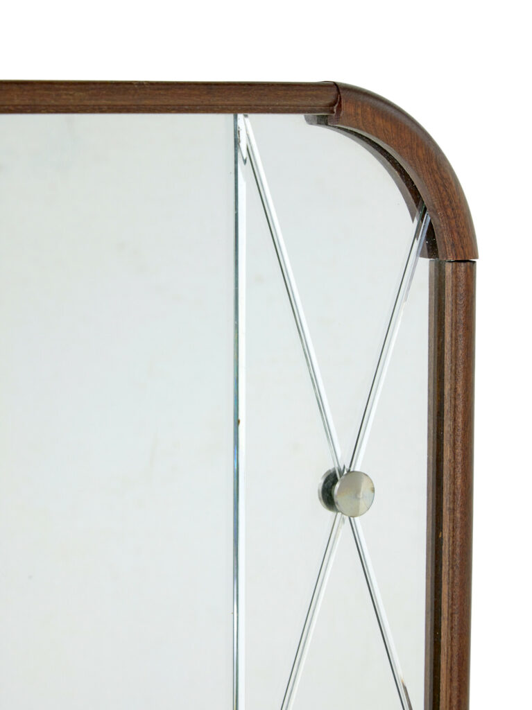 Mid Century Shaped Teak Frame Swedish Harlequin Mirror — image 3