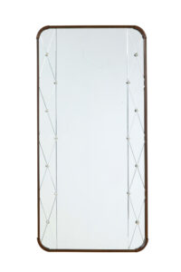 MID CENTURY SHAPED TEAK FRAME SWEDISH HARLEQUIN MIRROR