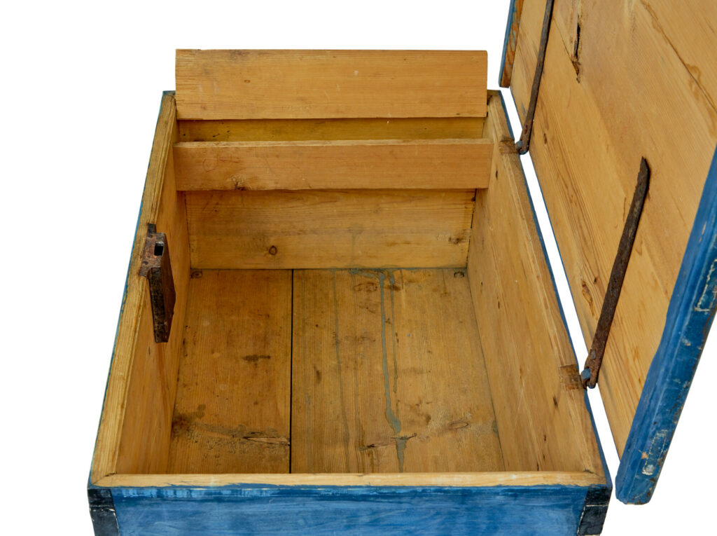 19th Century Swedish Hand Painted Pine Blanket Box — image 3