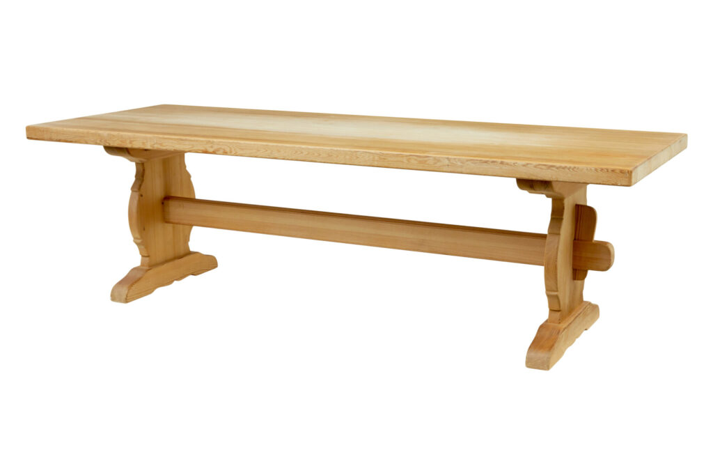 Mid Century Swedish Solid Pine Dining Table