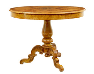 19TH CENTURY HAND CARVED AND INLAID ELM SIDE TABLE