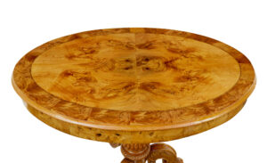 19th Century Hand Carved and Inlaid Elm Side Table — thumbnail 7