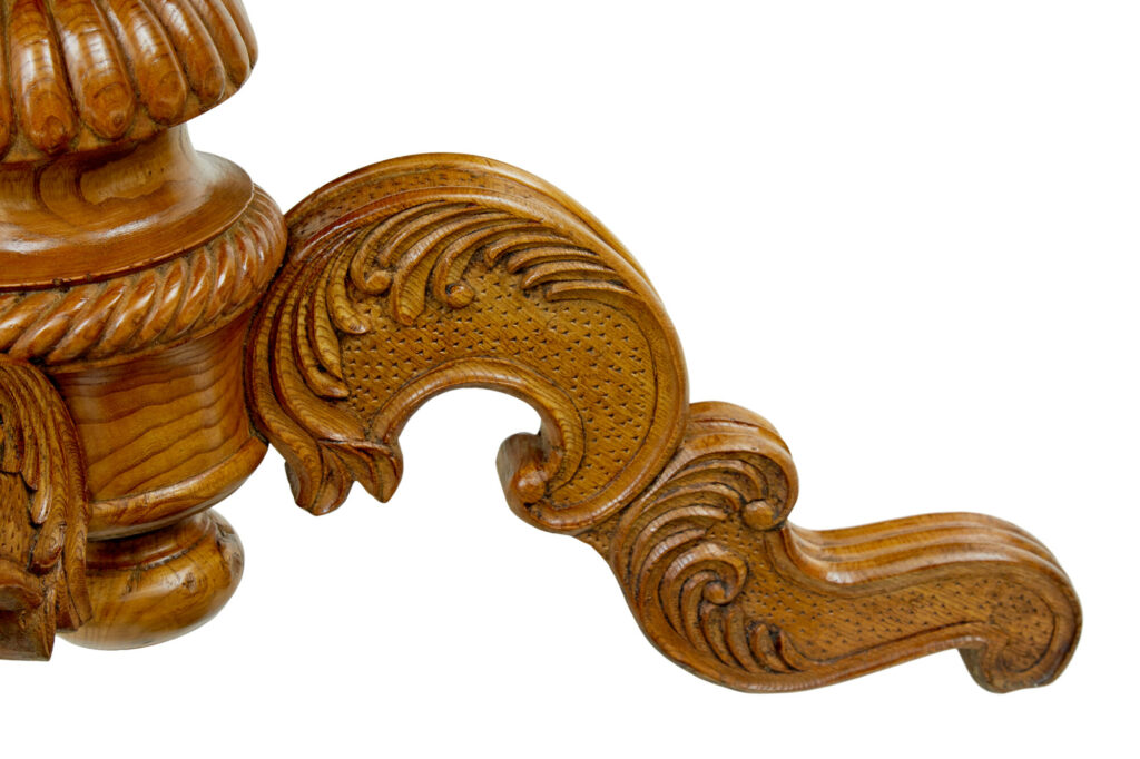 19th Century Hand Carved and Inlaid Elm Side Table — image 4