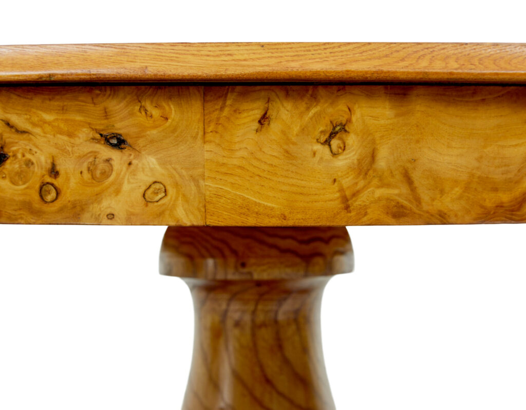 19th Century Hand Carved and Inlaid Elm Side Table — image 3