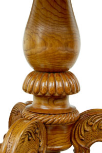 19th Century Hand Carved and Inlaid Elm Side Table — thumbnail 2