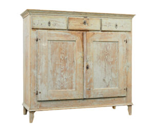 19TH CENTURY ORIGINAL SCRAPED PAINT SWEDISH CUPBOARD