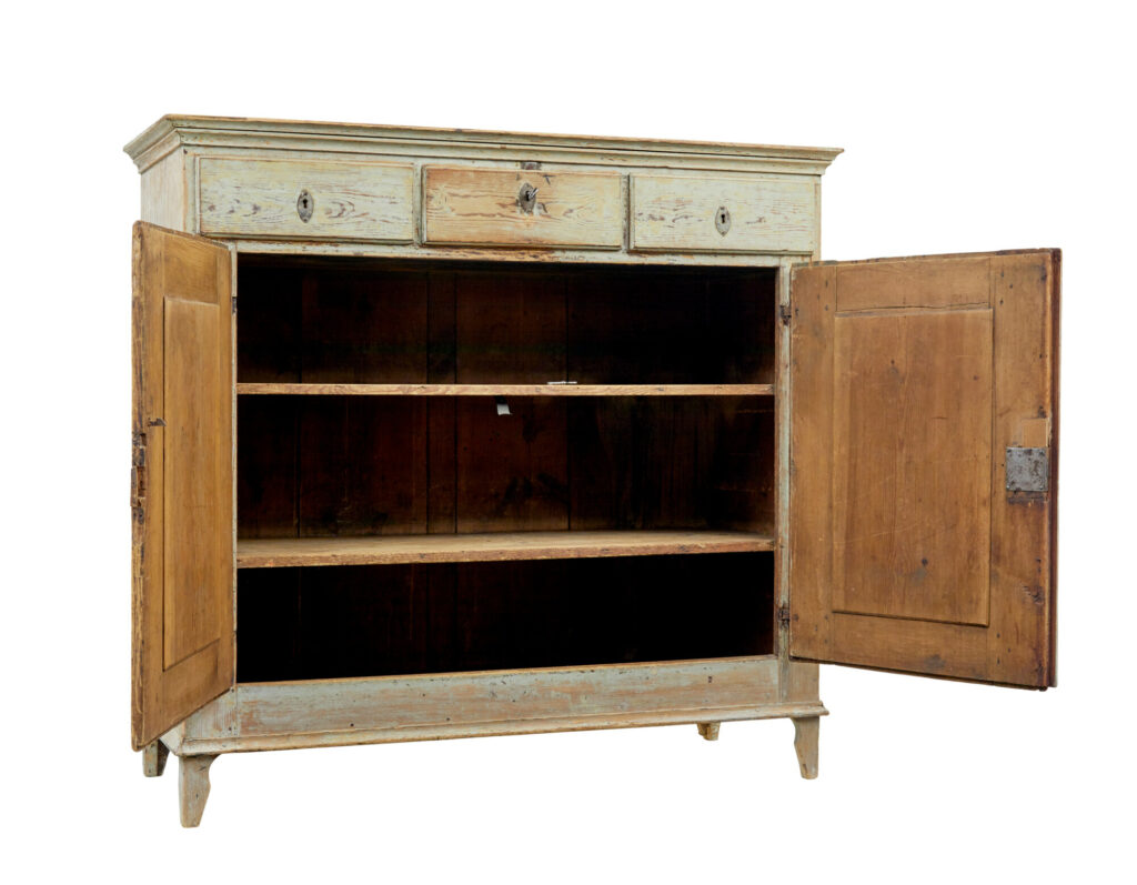 19th Century Original Scraped Paint Swedish Cupboard — image 10
