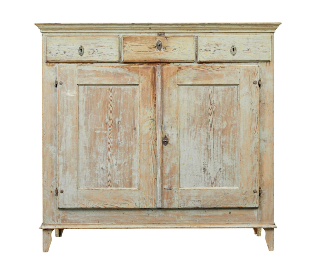 19th Century Original Scraped Paint Swedish Cupboard — image 9