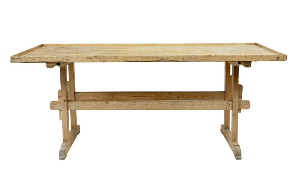 19th Century Swedish Pine Trestle Bakers Table — image 9