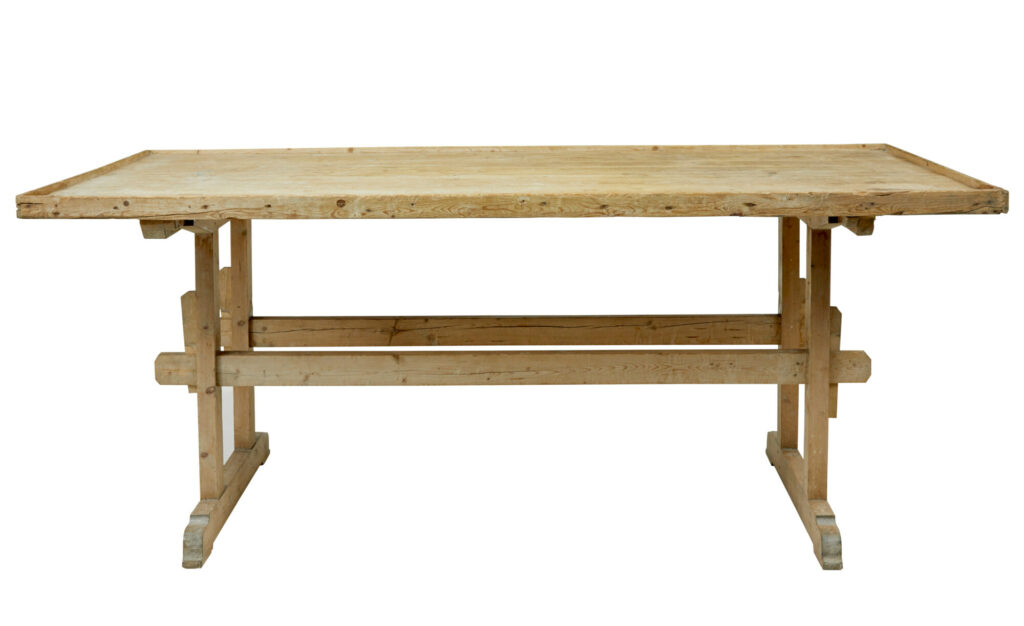 19th Century Swedish Pine Trestle Bakers Table — image 7