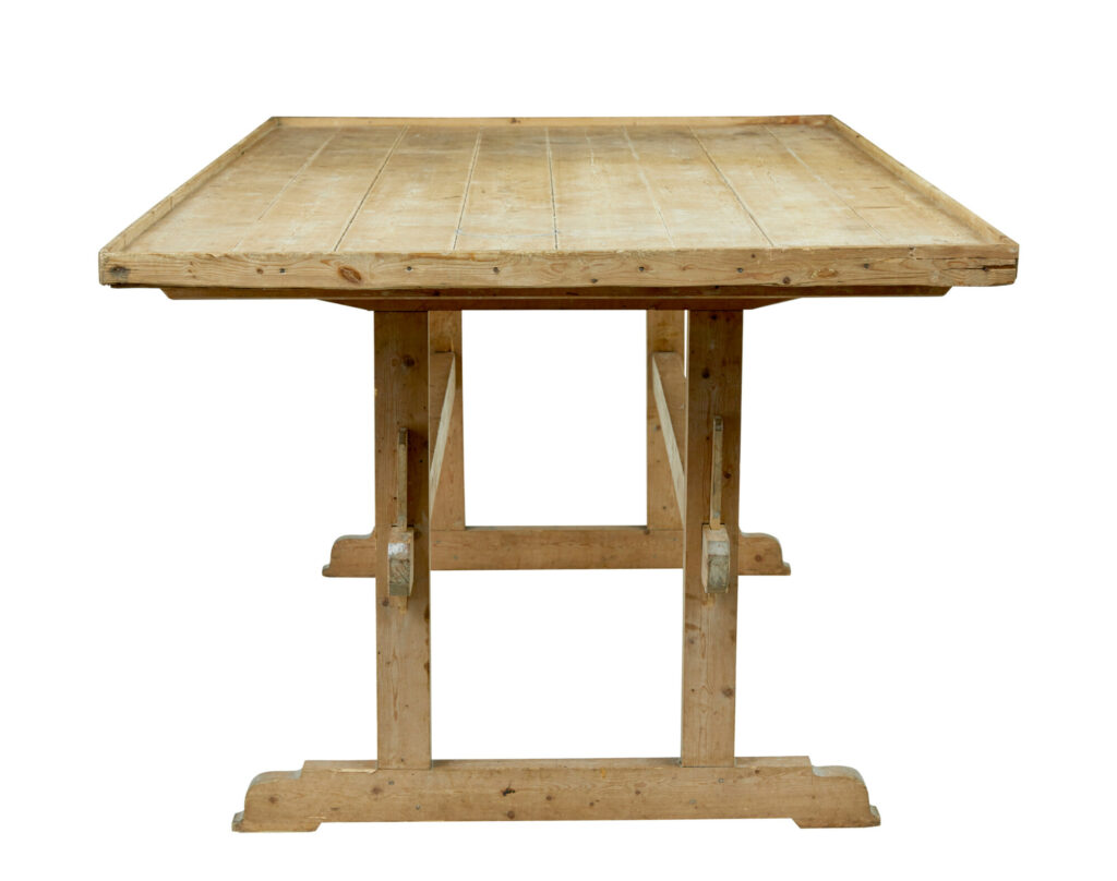 19th Century Swedish Pine Trestle Bakers Table — image 6
