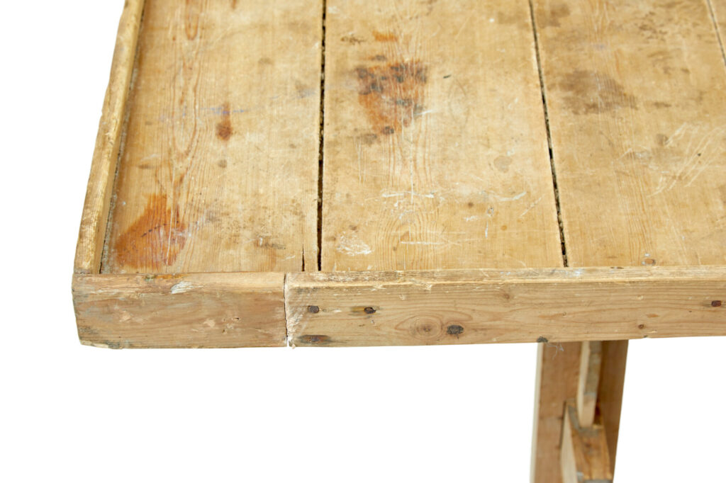 19th Century Swedish Pine Trestle Bakers Table — image 3
