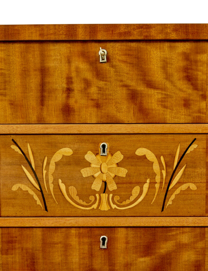 Mid Century Swedish Birch Inlaid Chest of Drawers — image 9